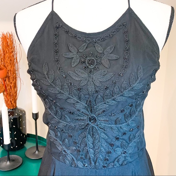 Lovers + Friends Black Embroidered Beaded Sexy Open Back Mini Dress - Picture 4 of 9